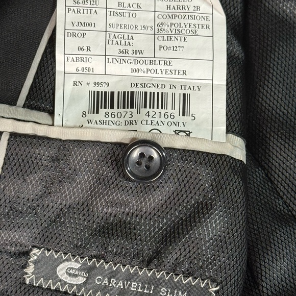 Caravelli Slim Harry 2B Men’s Black Blazer 36R 30W - Picture 7 of 7